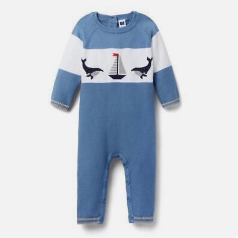 NWT Janie and Jack Knit Whale & Sailboat Romper